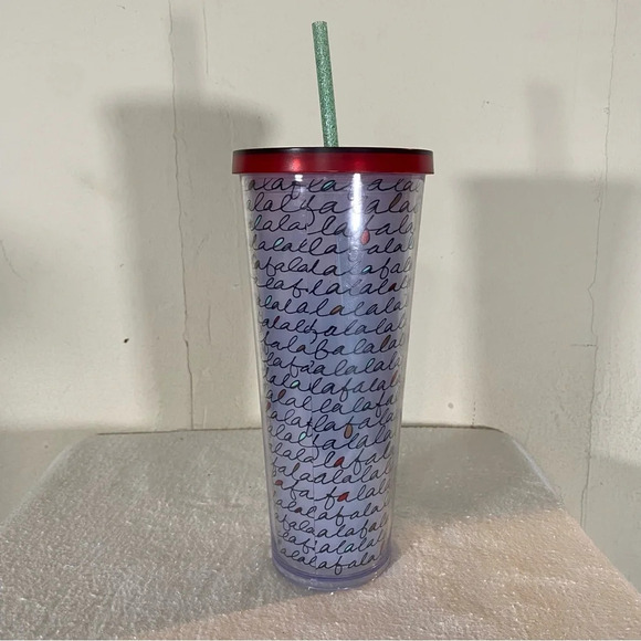 Starbucks Falala Venti 24oz Red White Green Christmas Holiday Travel Tumbler - Picture 2 of 6